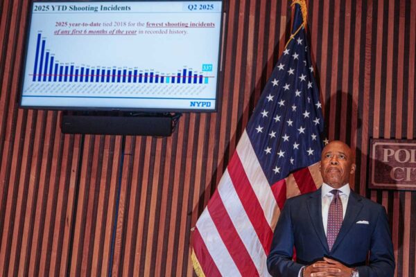 ‘Crime is down’ in historic fashion, Mayor Adams and NYPD say in summing up the first six months of 2025