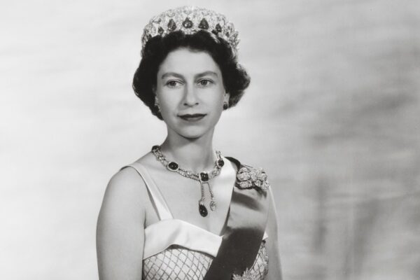 Queen Elizabeth's wardrobe, accessories and ephemera will go on display at The King's Gallery in London in spring, 2026. The dress, by Norman Hartnell, is from 1956.