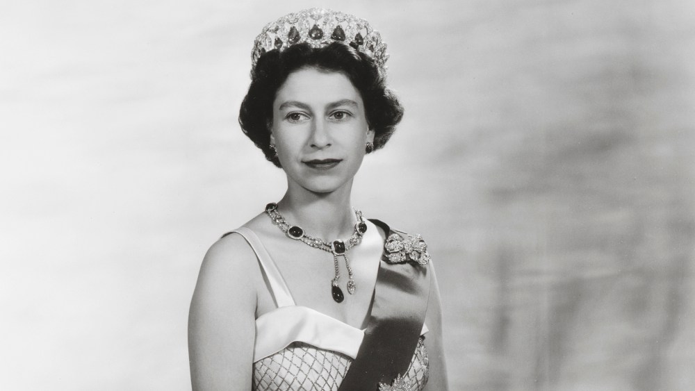 Queen Elizabeth's wardrobe, accessories and ephemera will go on display at The King's Gallery in London in spring, 2026. The dress, by Norman Hartnell, is from 1956.