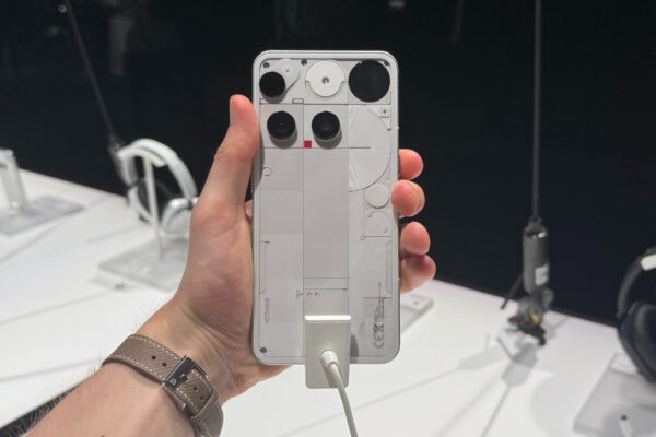 The Nothing Phone 3 being held in the hand