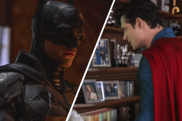 Robert Pattinson as Batman and David Corenswent as Superman