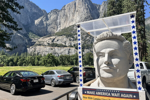 The Giant Elon Musk 'Make America Wait Again' Head Made It to Yosemite This Weekend