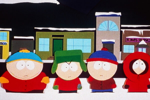 SOUTH PARK, from left: Eric Cartman (voice: Trey Parker), Kyle Broflovski (voice: Matt Stone), Stan Marsh (voice: Trey Parker), Kenny McCormick (voice: Matt Stone)