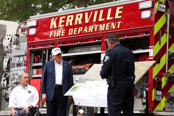 Trump tours catastrophic flood damage in central Texas, defends state and federal response