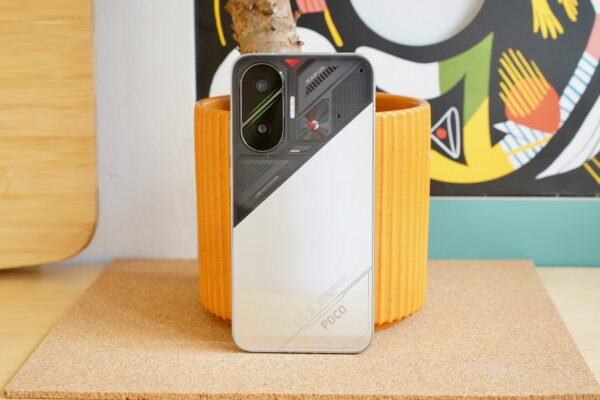 Xiaomi Poco F7 phone from multiple angles showing screen, cameras, and edges