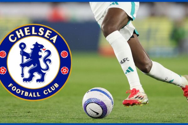 Alexander Isak with a Chelsea logo.