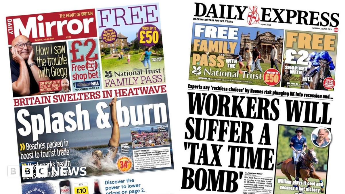 The headline on the front page of the Daily Mirror reads: "Splash and burn".