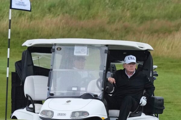 Trump plays golf in Scotland amid nationwide protests