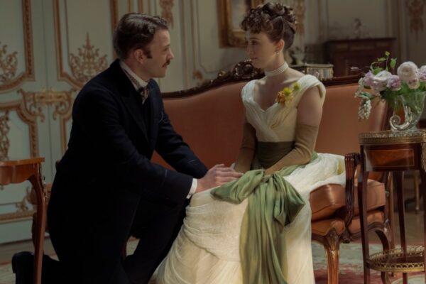 The Costumes of The Gilded Age Are a Part of Real Life History Hector Vere, 5th Duke of Buckingham and Gladys Russell in "The Gilded Age."