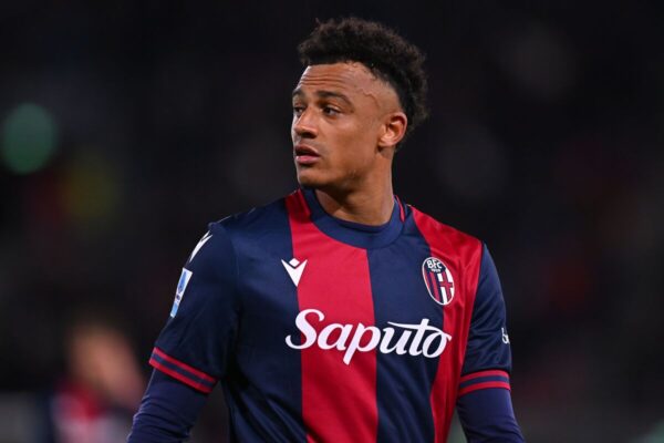 BOLOGNA, ITALY - APRIL 07: Dan Ndoye of Bologna during the Serie A match between Bologna and Napoli at Stadio Renato Dall