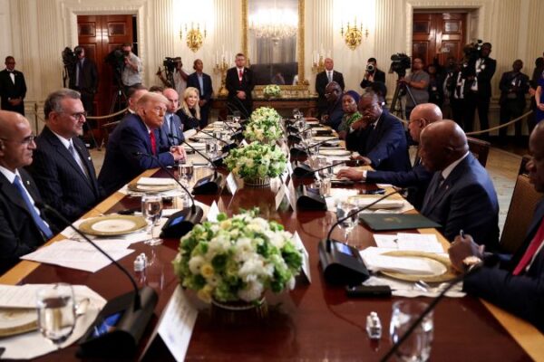 Trump praises ‘good English’ of Liberian president, prompting criticism across Africa