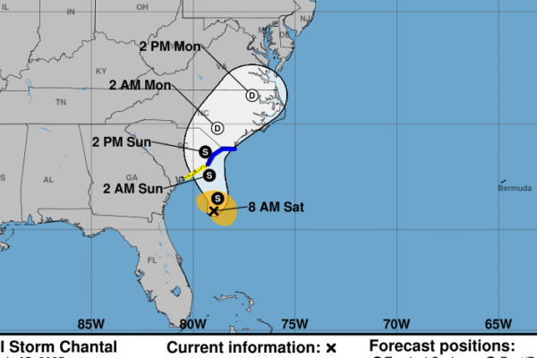 Tropical Storm Chantal forms off South Carolina's coast