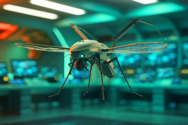Illustration of a mosquito-sized spy drone developed by China's military. Image generated by AI.