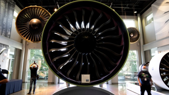 A view of jet engines at the GE Aerospace Learning Center in Evendale, Ohio