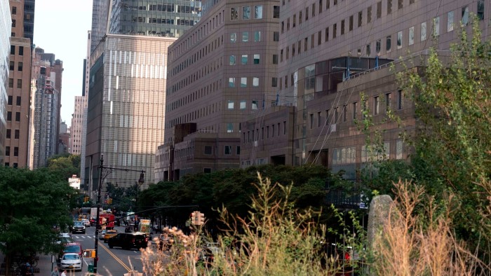 A view of 250 Vessey Street which houses Jane Street in Manhattan