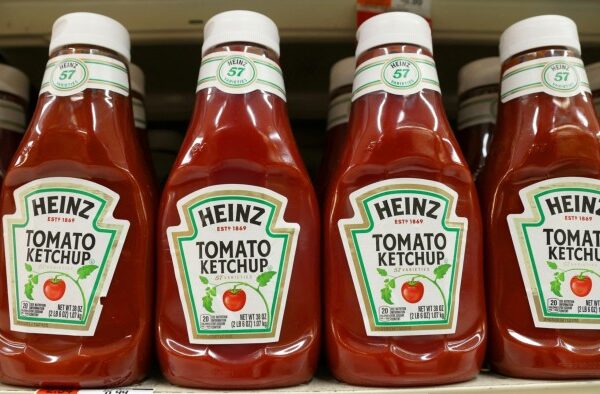 Bottles of Heinz tomato ketchup, a brand owned by Kraft Heinz