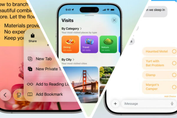 Collage of iOS 26 features