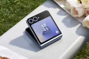 Samsung Galaxy Z Flip 6 folded on a table