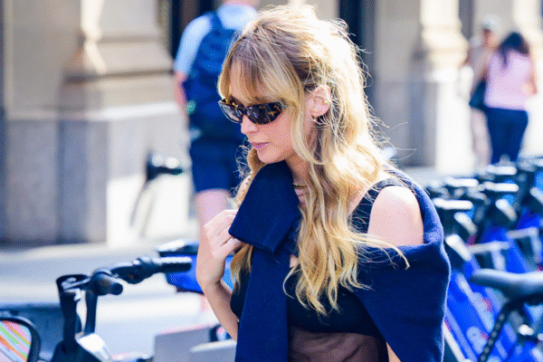 Jennifer Lawrence wore a sheer little black dress in NYC