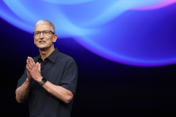 Apple CEO Tim Cook delivers remarks before the start of an Apple event at Apple headquarters on September 09, 2024 in Cupertino, California. Apple held an event to showcase the new iPhone 16, Airpods and Apple Watch models. (Photo by Justin Sullivan/Getty Images)