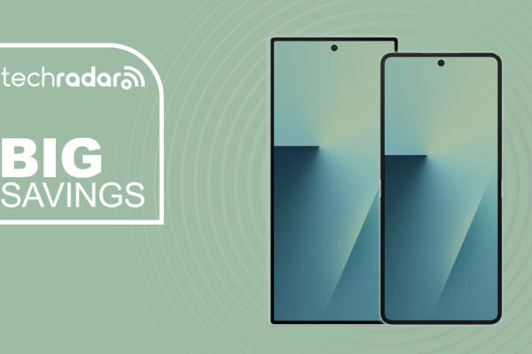 Samsung Galaxy Z Fold 7 and Flip 7 on green background with big savings text overlay