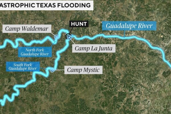 Maps show where devastating flash flooding hit Texas, including Camp Mystic