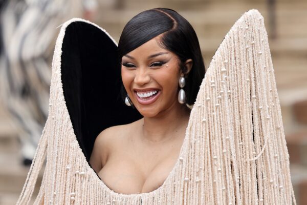Cardi B attends the Schiaparelli show during Paris Fashion Week