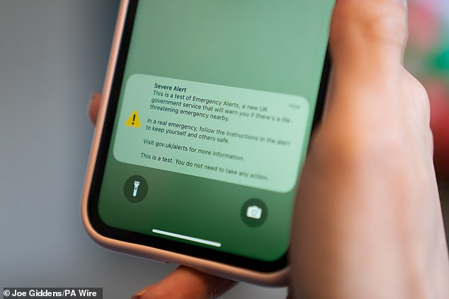 At about 3pm next Sunday, an official 'Emergency Alert' will be sent to all 4G and 5G-enabled phones and tablets. Pictured: File photo
