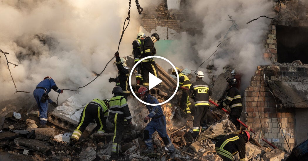 Rescuers Search Through Rubble After Russian Strikes on Kyiv