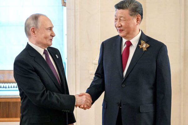 Russian President Vladimir Putin with Chinese President Xi Jinping.