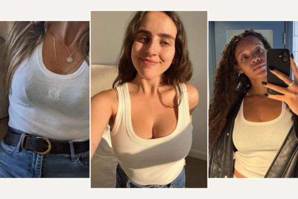 An image of Who What Wear UK's editors wearing the best white tank tops for women.