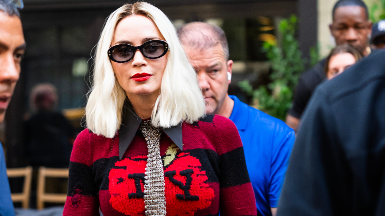 Emily Blunt on set for The Devil Wears Prada 2