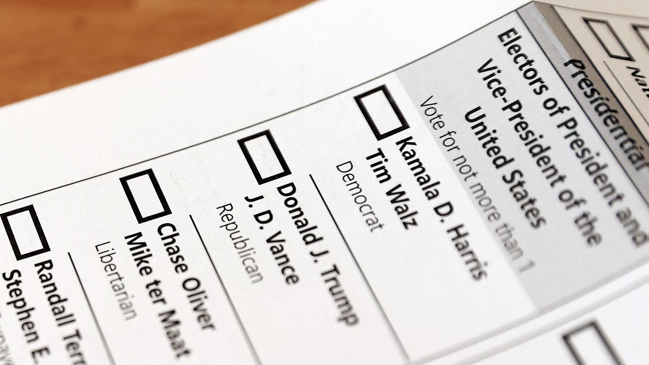 An official absentee mail-in ballot is ready to be marked for the 2024 US Presidential election. (Photo by Amy Lemus/NurPhoto via Getty Images)