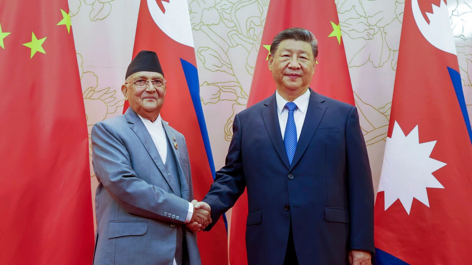 Chinese President Xi Jinping during a meeting with the Nepalese Prime Minister KP Sharma Oli