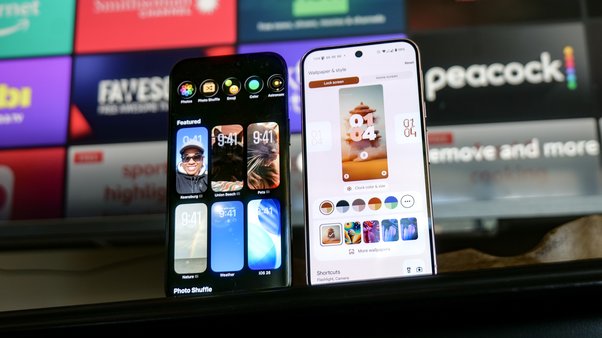 iPhone 16 Pro Max and Pixel 9 Pro XL showing their lock screen customizations.
