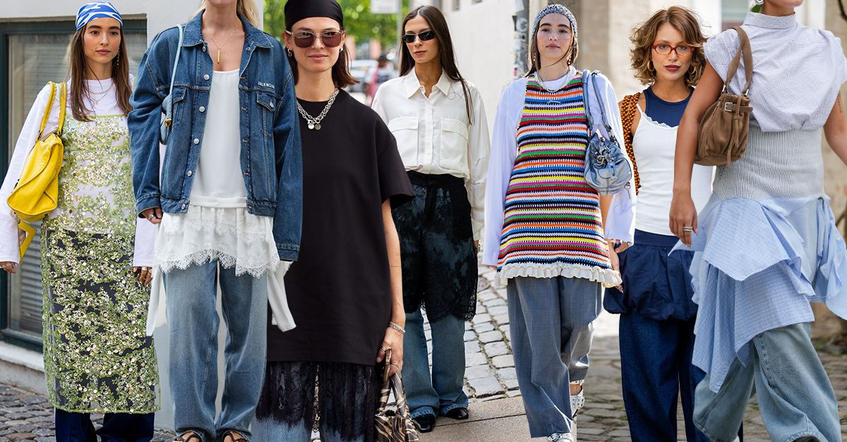 How to Wear Skirts and Dresses Over Jeans This Fall