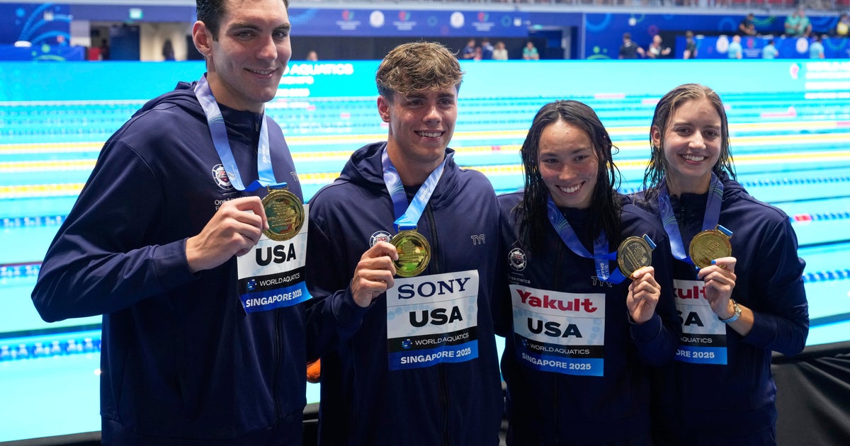 Team USA sets new relay record at swim worlds and Katie Ledecky wins again