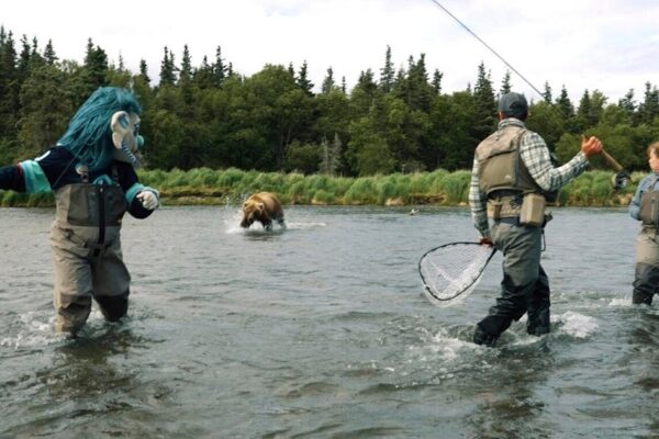 Grizzly bear charges toward Seattle Kraken team's mascot during video shoot in Alaska