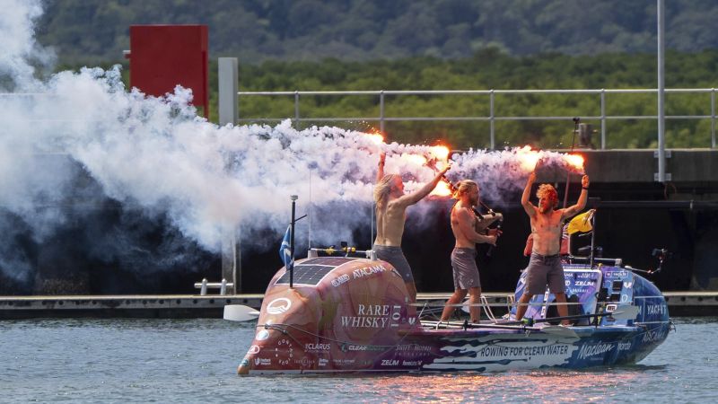 Scottish Maclean brothers row Pacific Ocean in record 139 days