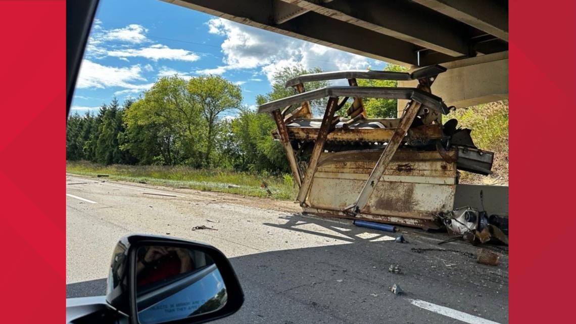 US-131 closed after semi hits bridge in Allegan County