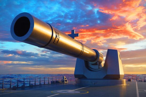 Illustration of a Chinese electromagnetic cannon capable of launching projectiles at Mach 7.