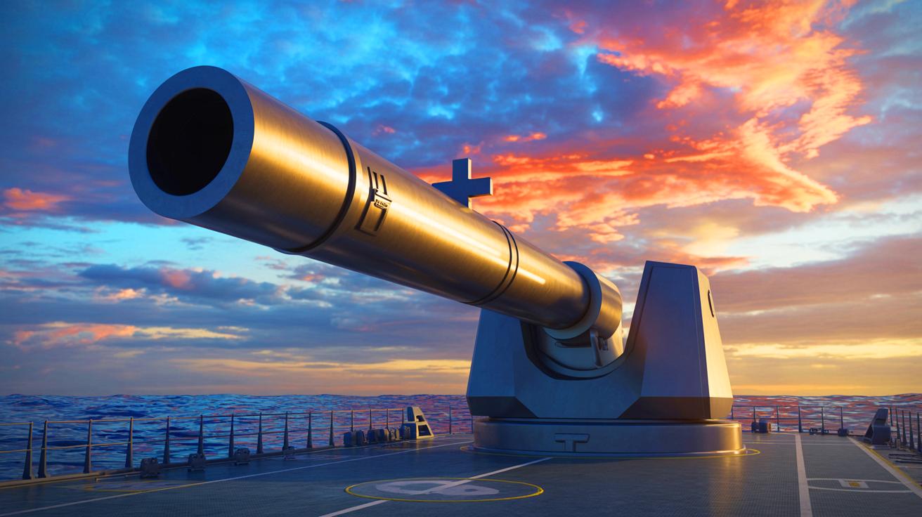 Illustration of a Chinese electromagnetic cannon capable of launching projectiles at Mach 7.