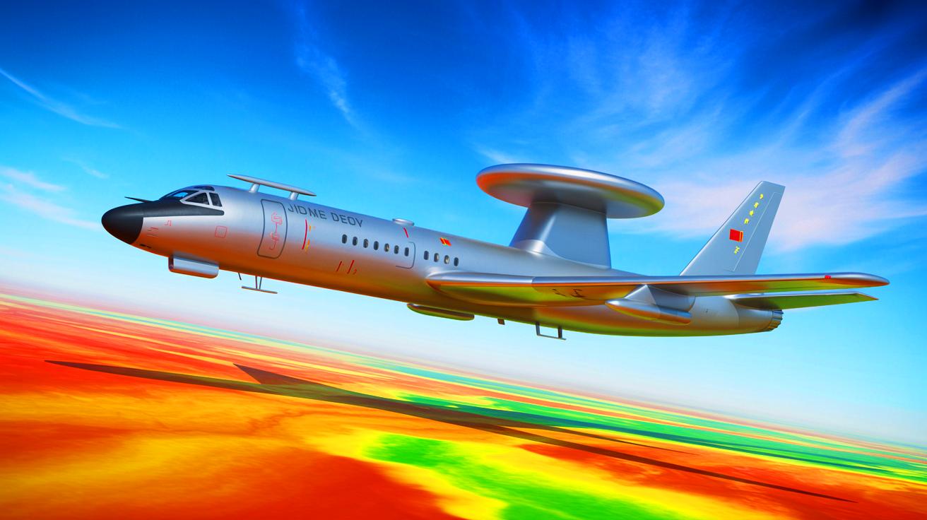 Illustration of China's innovative radar technology for airborne early warning aircraft.