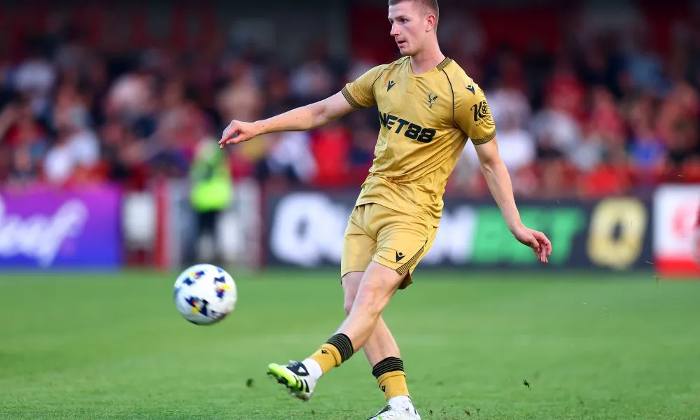 CRAWLEY, ENGLAND - JULY 25: Adam Wharton of Crystal Palace in action during the pre-season friendly match between Crawley Town and Crystal Palace at Broadfield Stadium on July 25, 2025 in Crawley, England. (Photo by Bryn Lennon/Getty Images)
