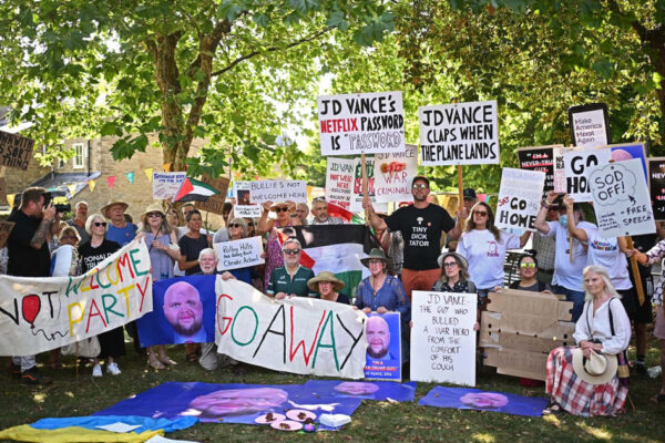 Local residents protest against JD Vance’s U.K. vacation