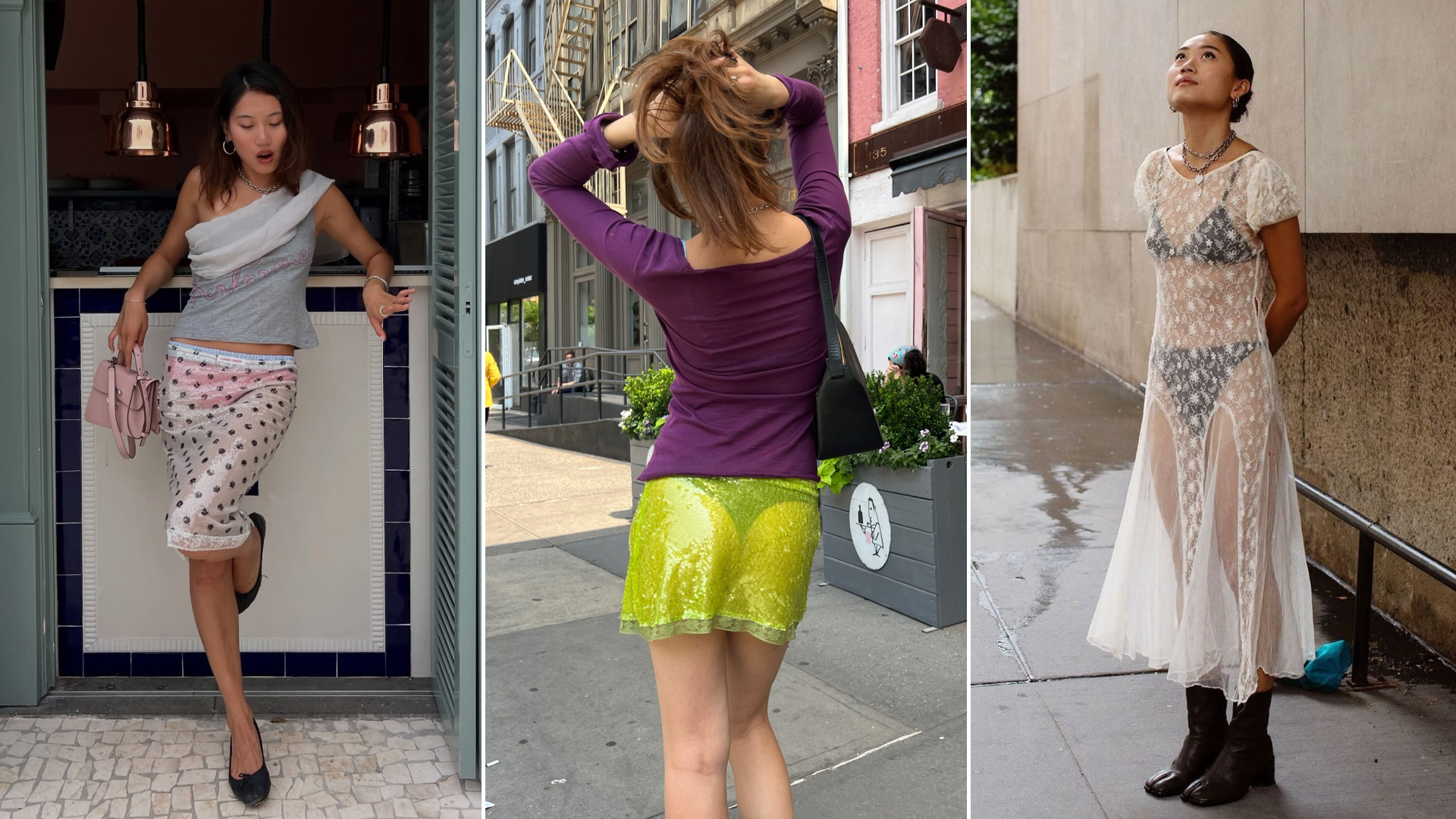 Vivian Li wearing sheer skirts