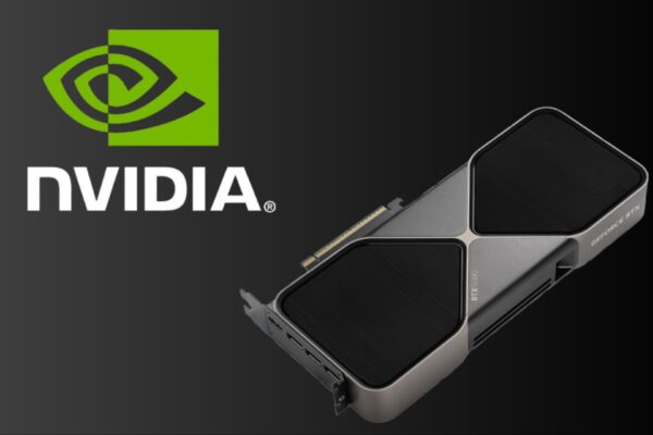 Nvidia logo and RTX 5080 render