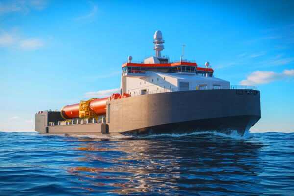 Illustration of China's first carrier rocket maritime recovery ship, Xingji Guihang, enhancing reusable rocket technology.