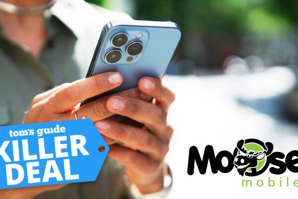 Person holding a phone with 'Killer Deal' badge and 'Moose Mobile' logo overlaid