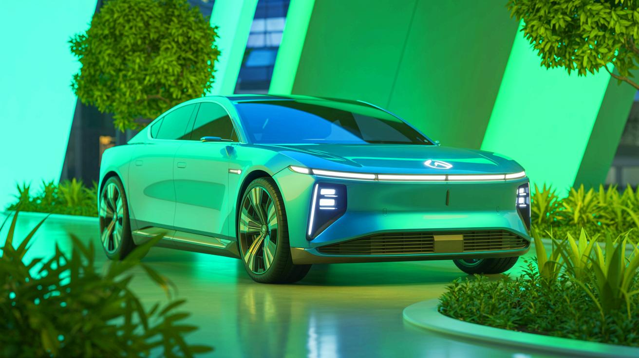 Illustration of Changan's electric vehicle featuring a revolutionary solid-state battery technology.